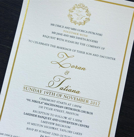Gold Foiled invitations