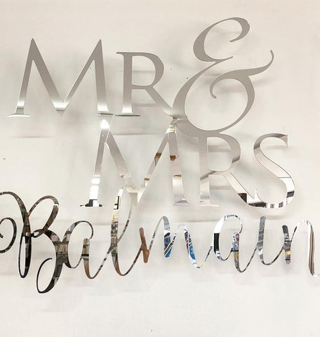 Silver Acrylic Sign - Mr & Mrs