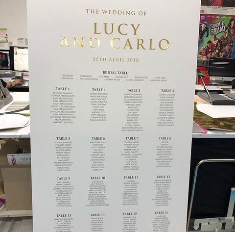 1W.  Lucy & Carlo Seating Chart