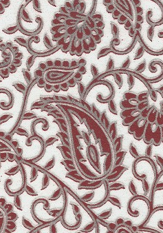 Paisley Red Glitters On White 70gsm A4 Paper