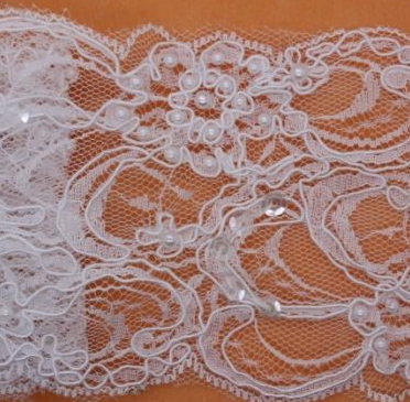 White Beaded 75mm Width Lace Trim