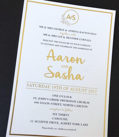 1V.  Sasha - Gold Foil Invitation