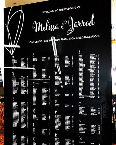 1G.  Melissa & Jarrod Acrylic Seating Chart
