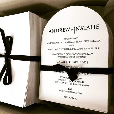 1A.  Andrew & Natalie - Arch Shape Invitation