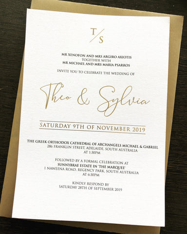 1D.  Theo & Sylvia - foil invitations