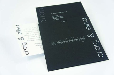 Black Pocket with Slip - Wedding Invitation