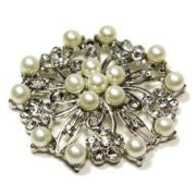 Brooch Pearl Flower & Diamante