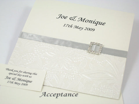 Monique Floral Embossed - Wedding Invitation