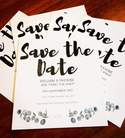 Save the Date in a bold modern font style