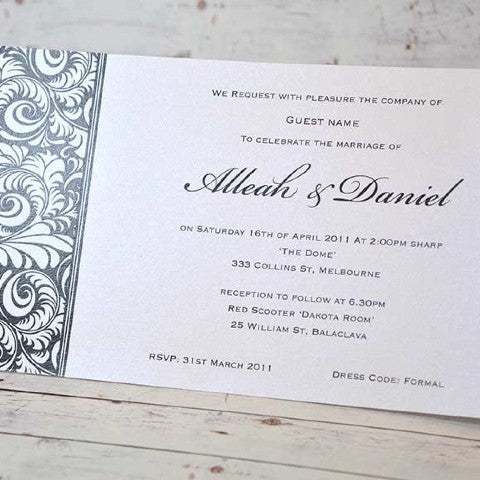 Feather Swirl - Wedding Invitation