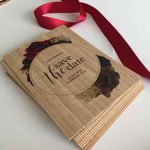 Wooden Save the Date to Florence