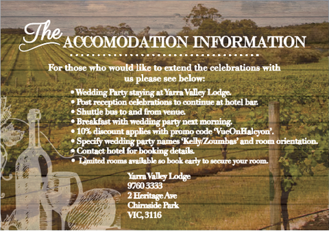 Accommodation Information Card