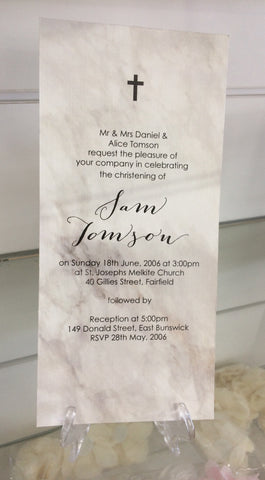 Marble Christening Invitation