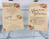 Floral wedding invitations printed on Kraft card with matching Accessories 