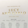 1W.  Lucy & Carlo Seating Chart