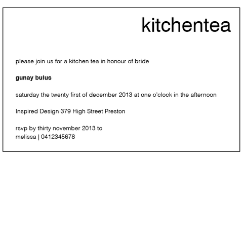 Modern Simplicity - Kitchen Tea Invite