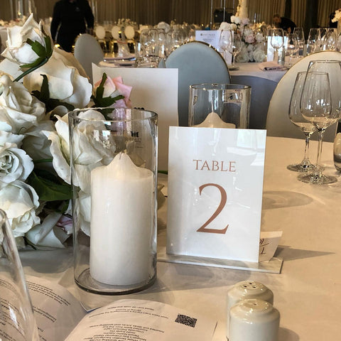 1D.  White Acrylic Table Numbers with Stand