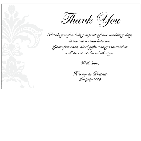 Black Pinstripe Damask - Thank You Card