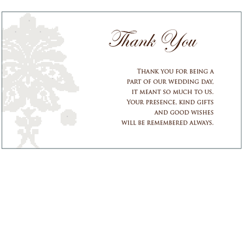 Damask Mink Pocket - Thank You Card